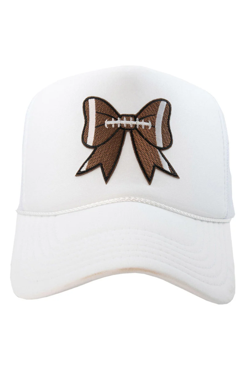 Football Bow Coquette Patch Women's Foam Trucker Hat - Image 2