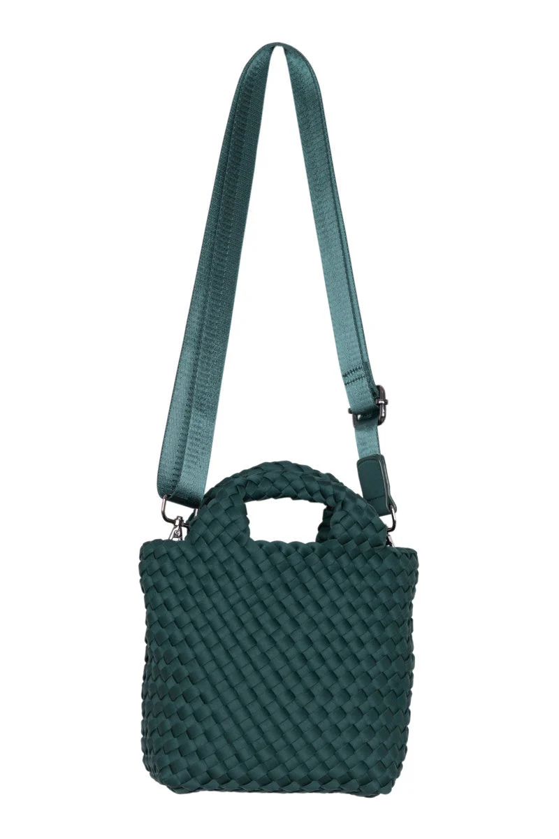Forest Green Woven Crossbody Bucket Bag - Image 2