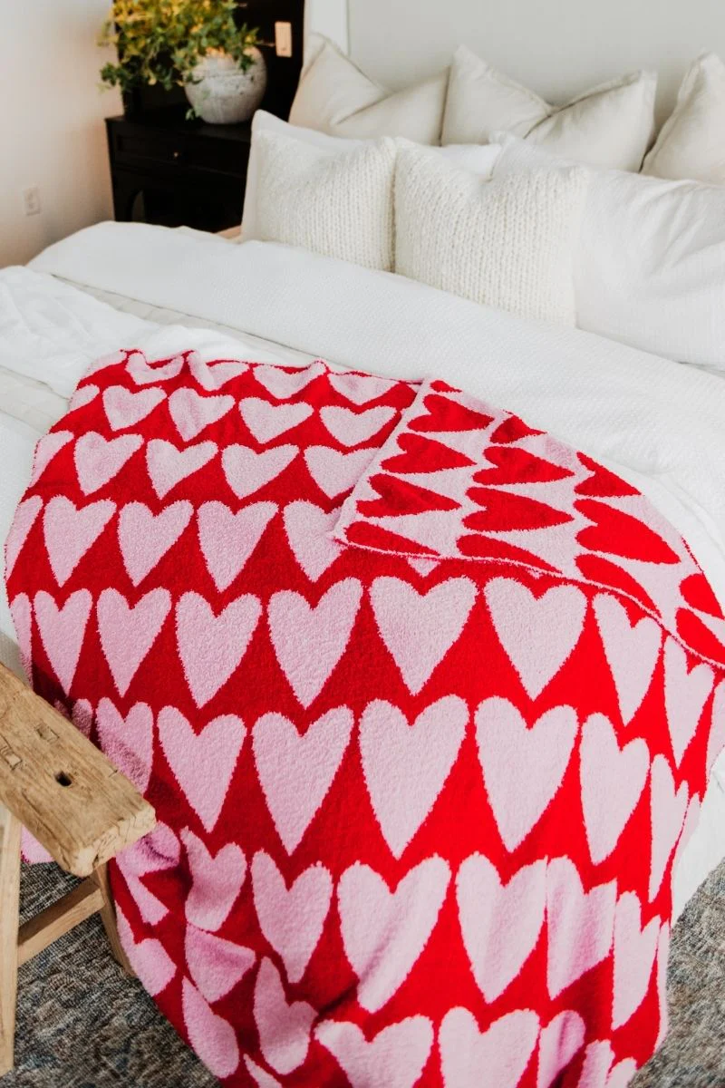 Girly Red Hearts Comfy Oversized Throw Blanket