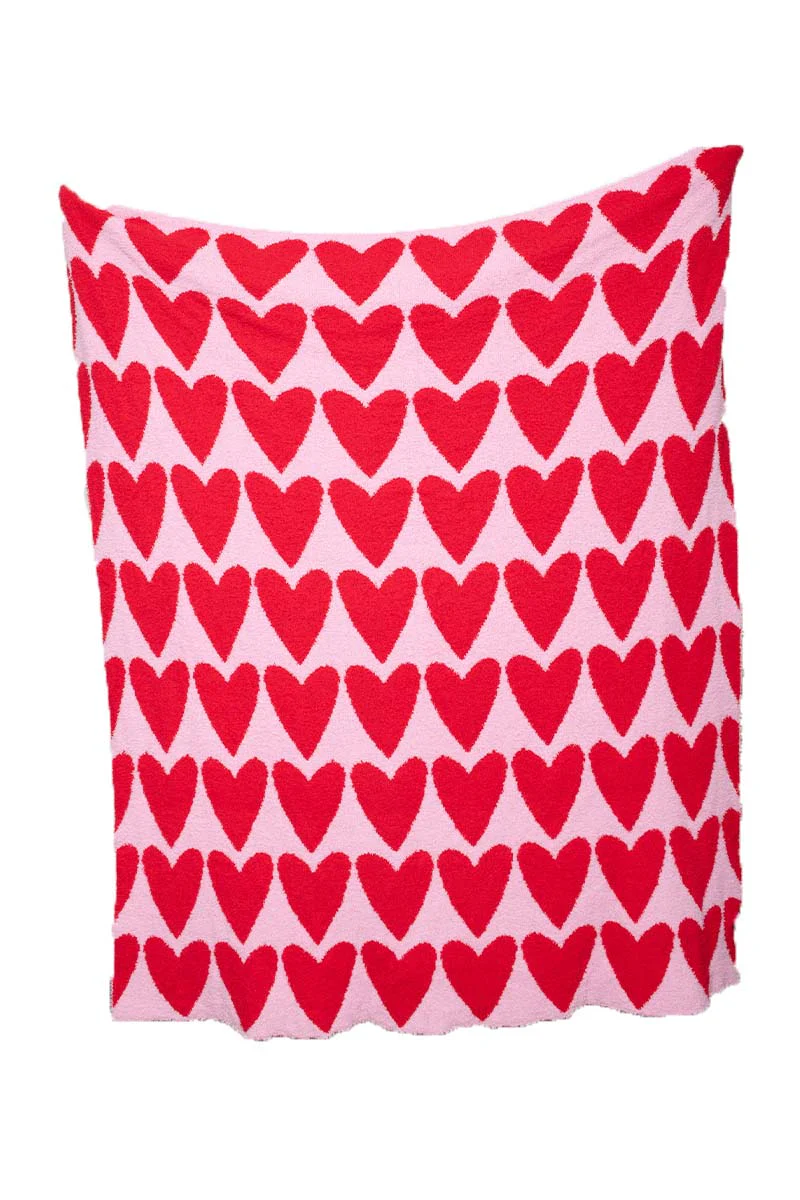 Girly Red Hearts Comfy Oversized Throw Blanket - Image 3