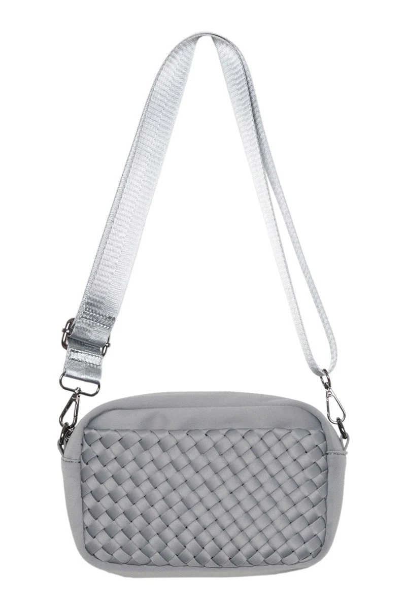 Gray Woven Cute Crossbody Bag - Image 2