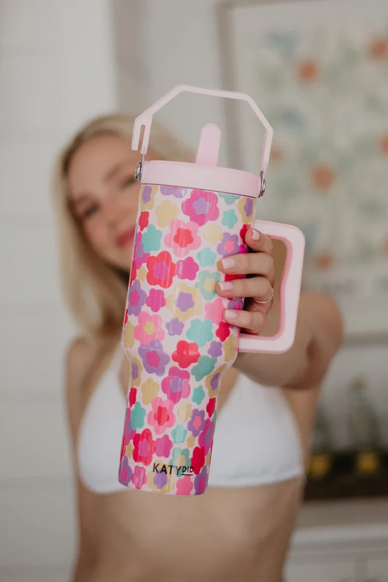 Groovy Multicolored Flowers Tumbler Cup