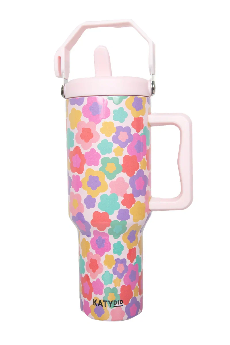Groovy Multicolored Flowers Tumbler Cup - Image 2