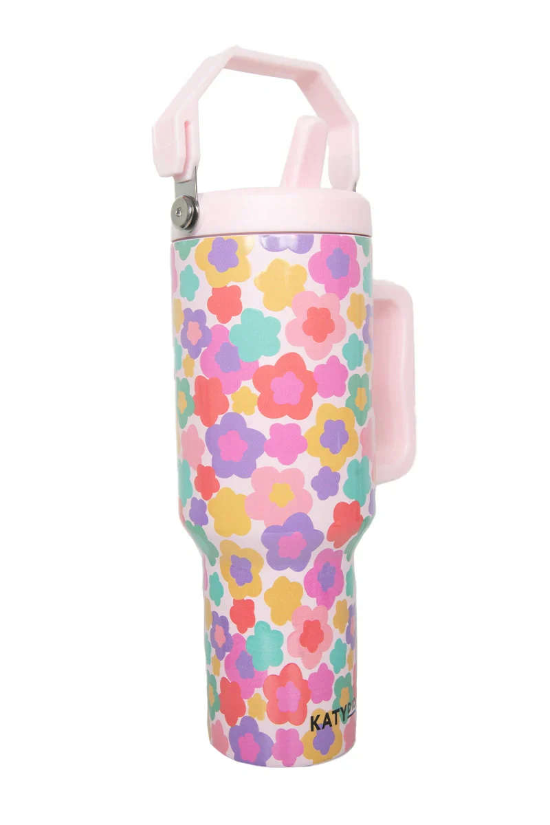 Groovy Multicolored Flowers Tumbler Cup - Image 4