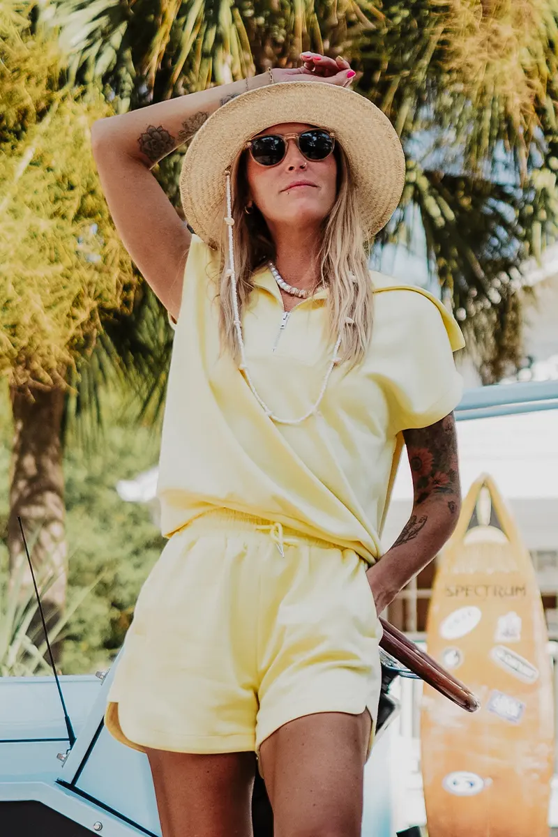 Half Zip Matching Set Yellow