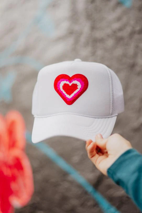 Heart Stack Chenille Patch Women's Foam Trucker Hat - Image 2