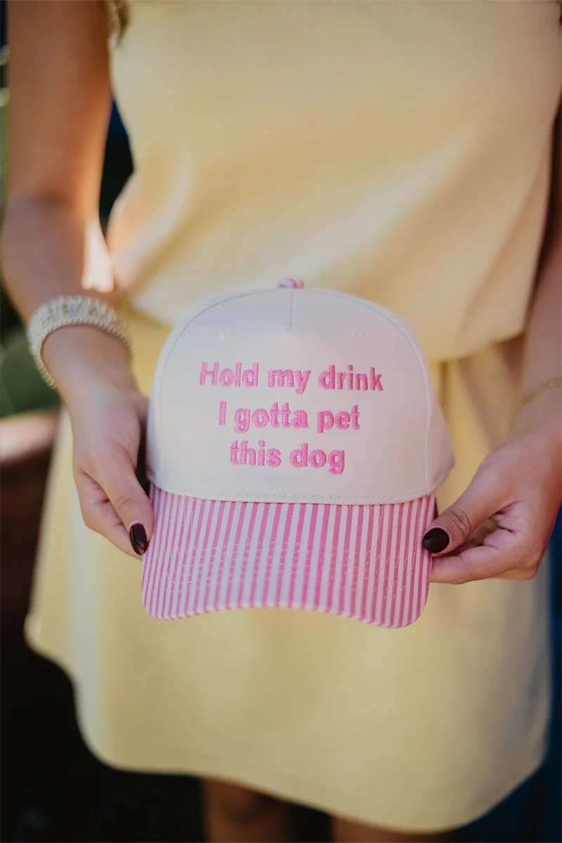 Hold My Drink I Gotta Pet This Dog Vintage Hat - Image 5