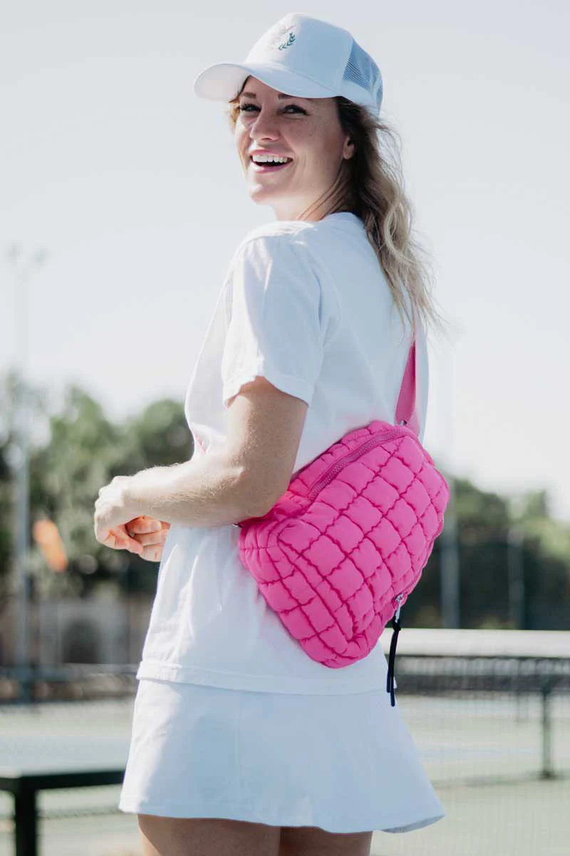 Hot Pink Quilted Sling Bag for Women - Image 4