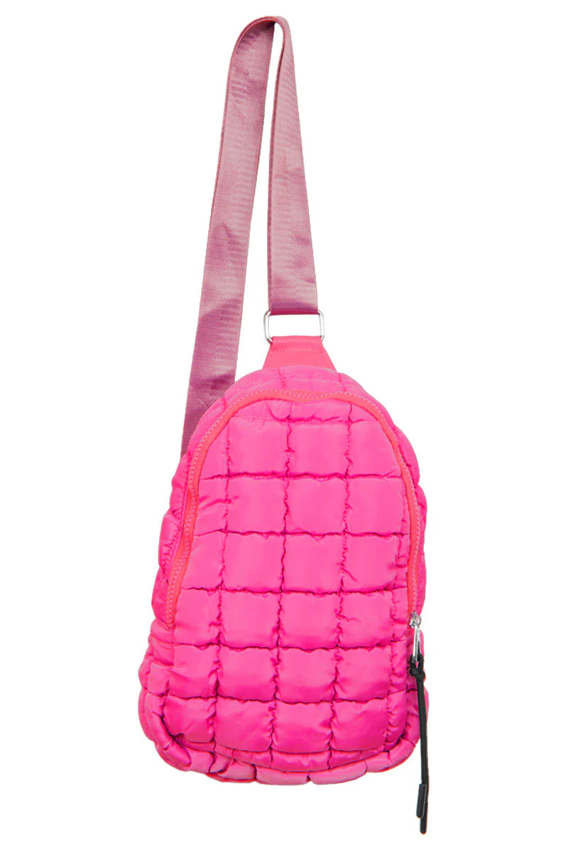 Hot Pink Quilted Sling Bag for Women - Image 5