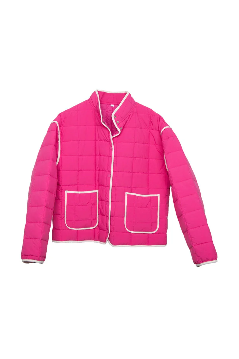 Hot Pink Quilted Trim Jacket - Image 6