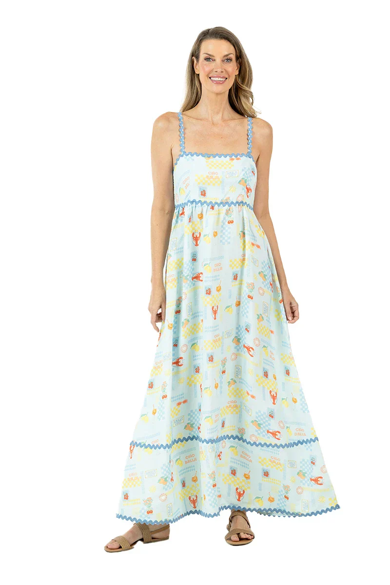 Italian Summer (Light Blue) Linen Maxi Dress - Image 10