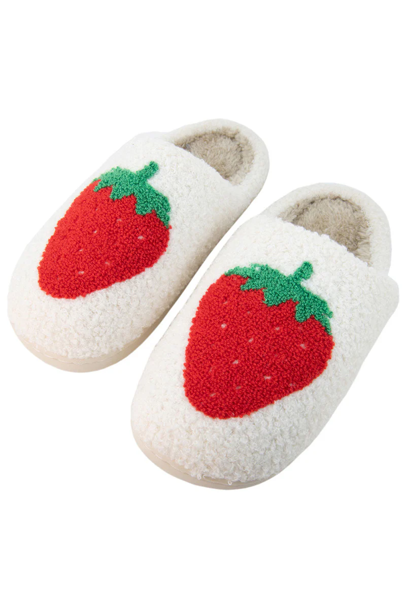 Large Strawberry Fuzzy Slippers for Women - Image 2
