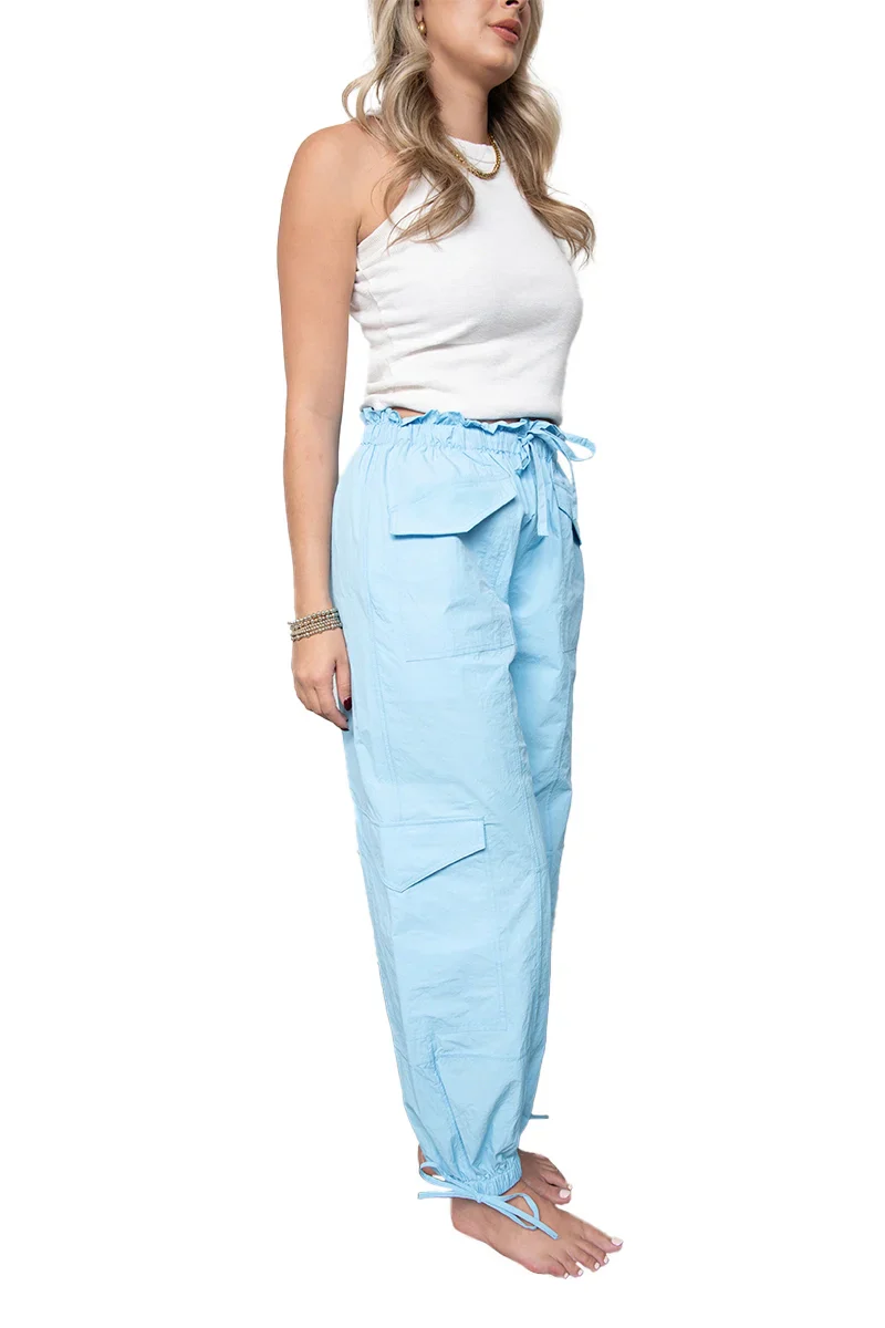 Light Blue Cargo Parachute Pants - Image 4