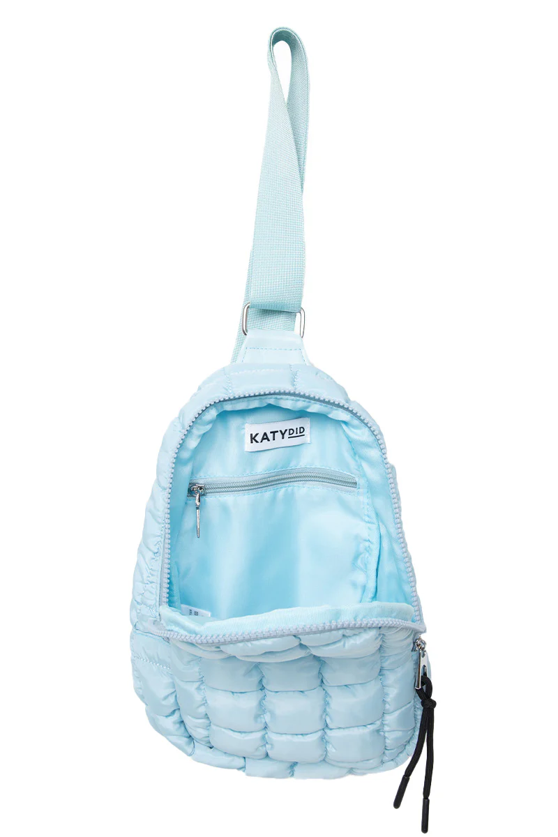 Light Blue Quilted Sling Crossbody Bag - Image 3