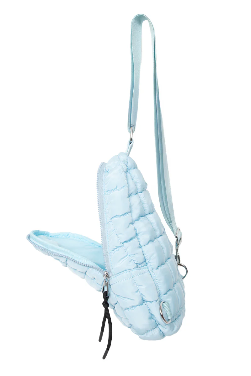 Light Blue Quilted Sling Crossbody Bag - Image 5