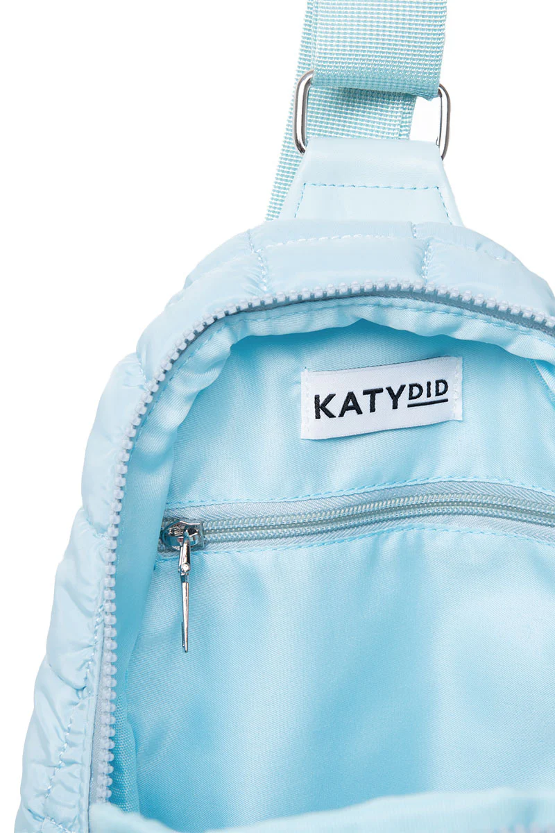 Light Blue Quilted Sling Crossbody Bag - Image 6