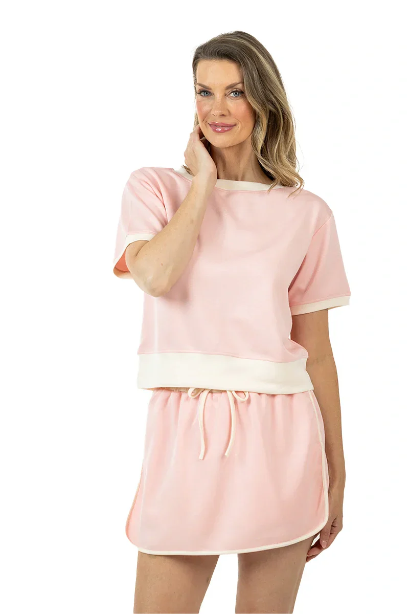 Light Pink and White Two Toned Skirt and Top Set - Image 3