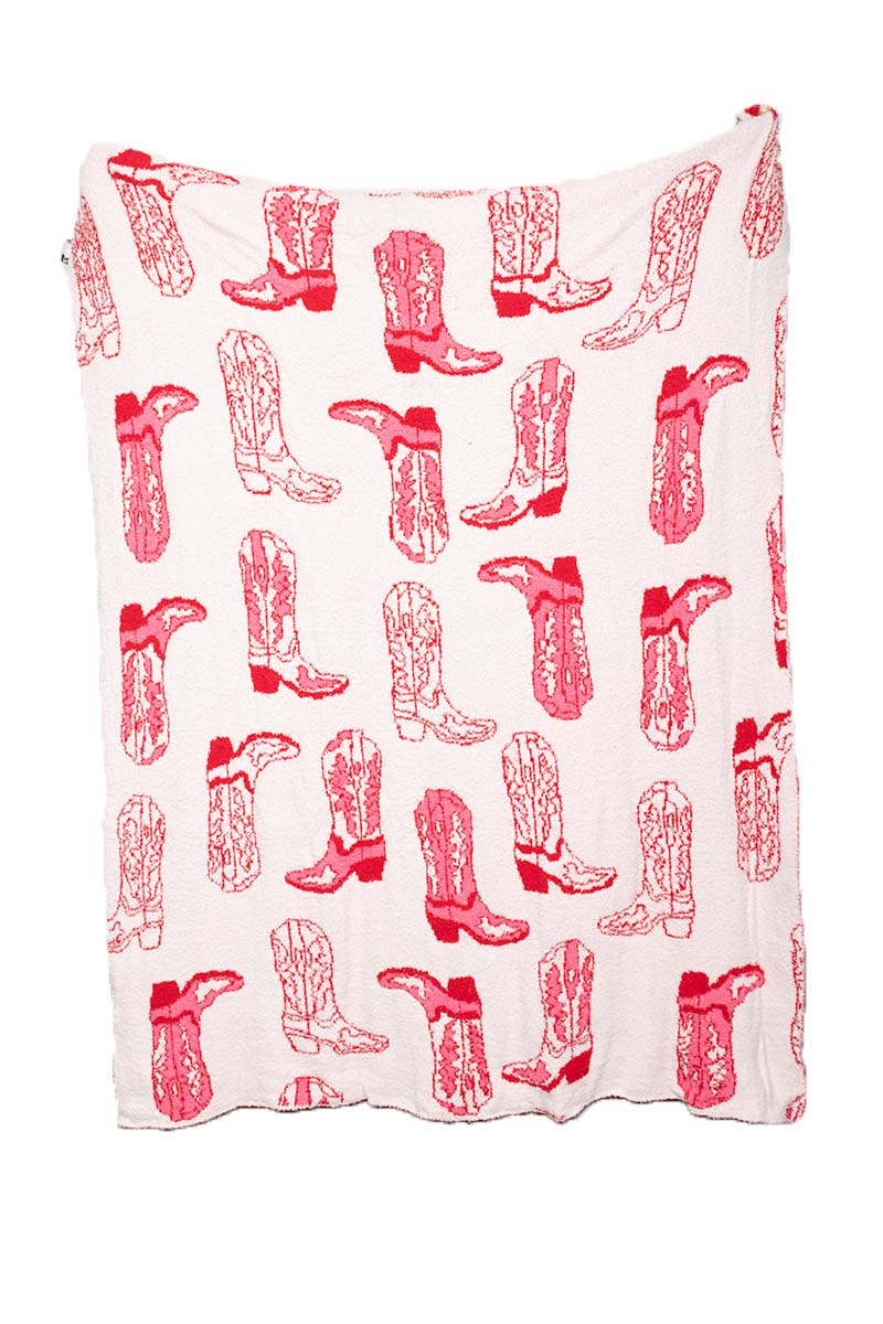 Light Pink Western Boots Comfy Throw Blanket - Image 4