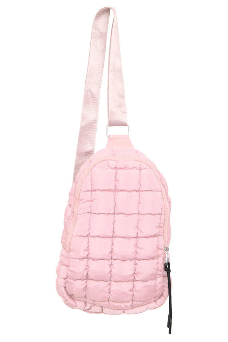 Light Pink Women's Quilted Sling Bag - Image 3