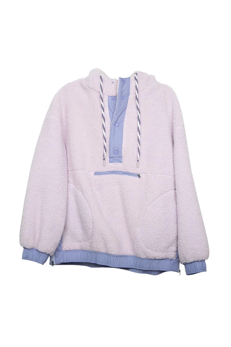 Light Purple Two-Toned Sherpa Fleece Pullover - Image 4