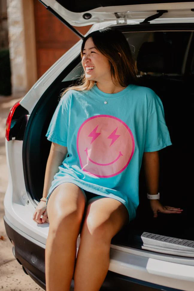 Lightning Happy Face Screen Print Shirt - Image 3