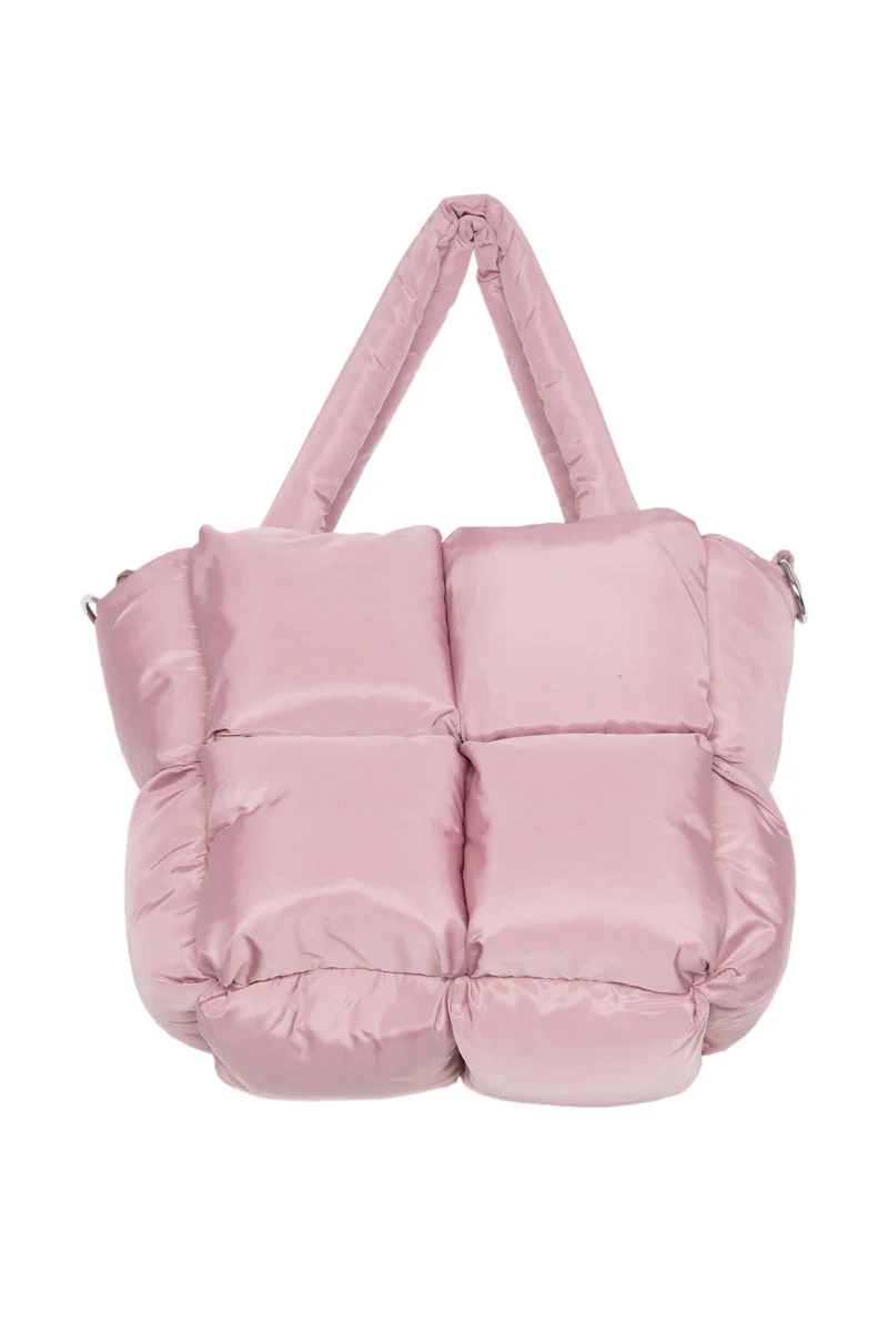 Mauve Mini Puffer Tote Purses - Image 2