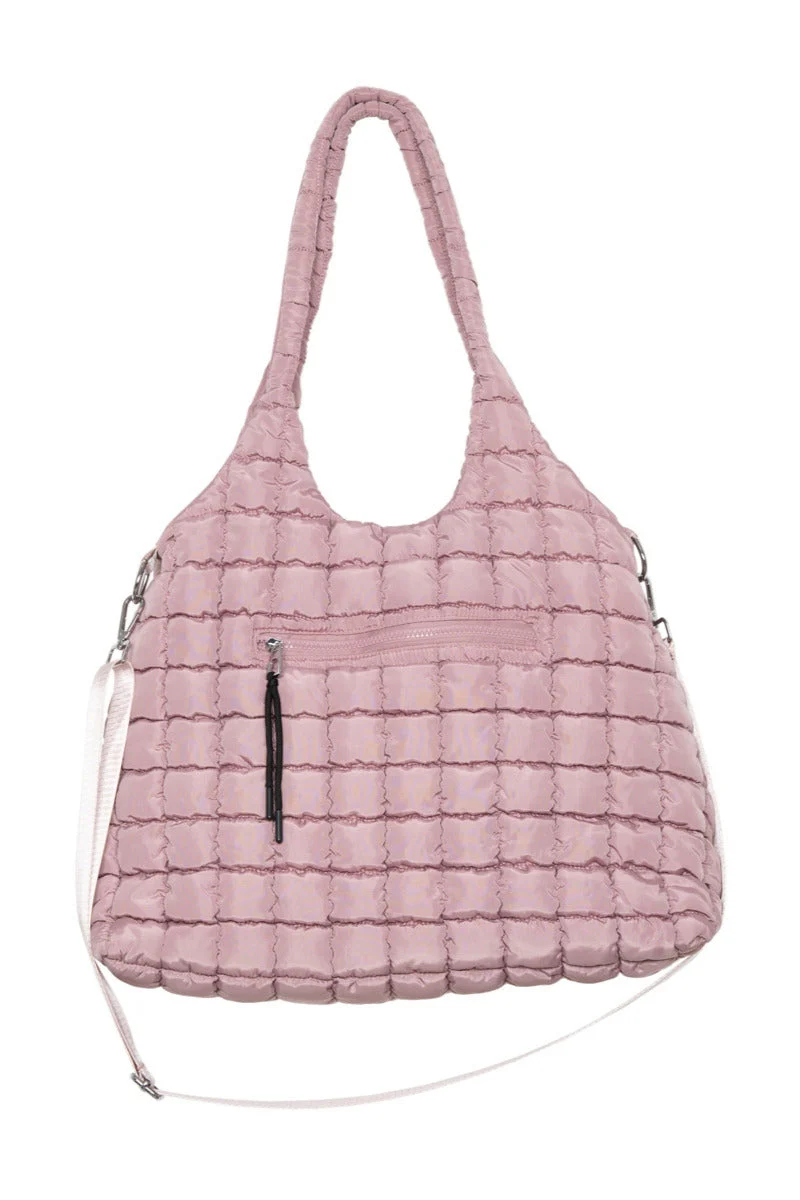 Mauve Rectangular Quilted Puffer Bag - Image 3
