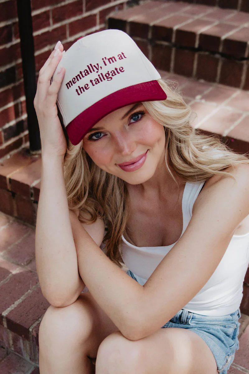 Mentally, I'm At The Tailgate Trucker Hat Vintage - Image 5