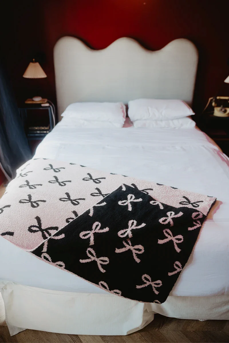Mini Black Bows Double Sided Knit Blanket - Image 5