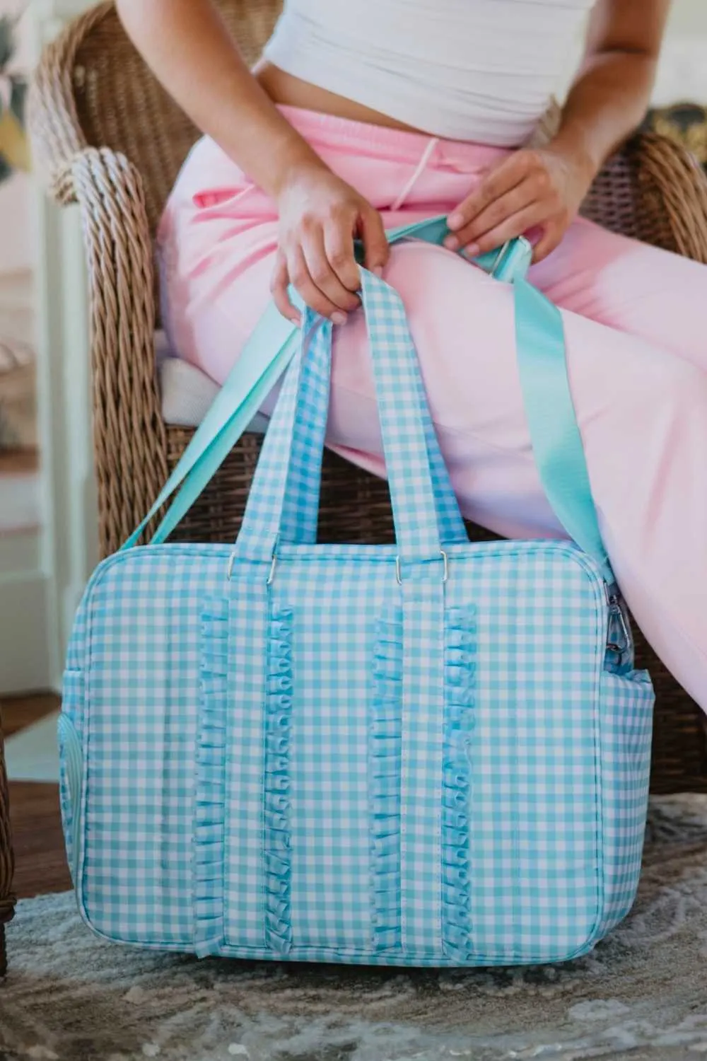 Mint Plaid Women's Duffle Bag