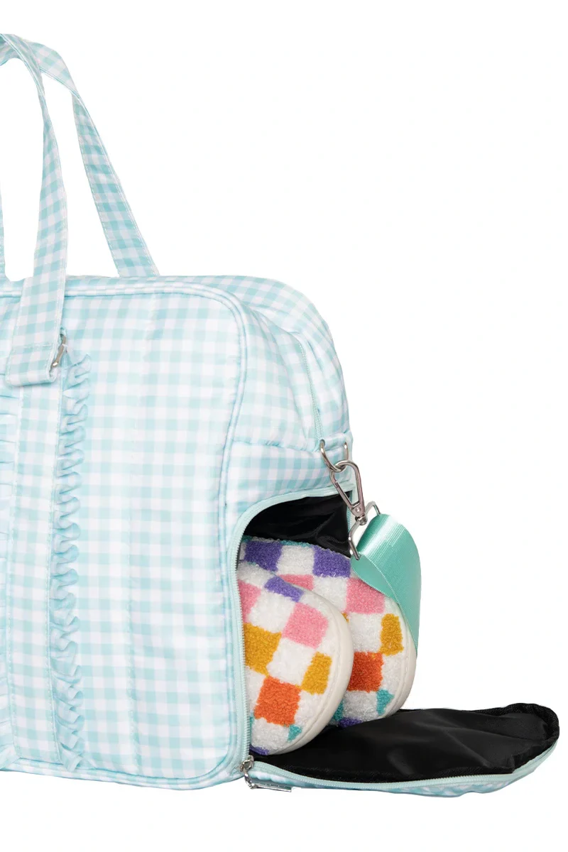 Mint Plaid Women's Duffle Bag - Image 4