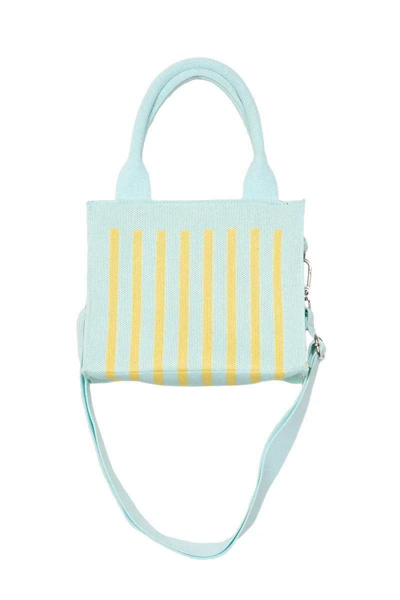 Mint Striped Structured Mini Tote - Image 2