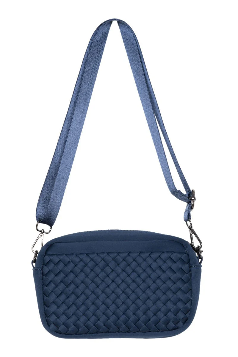Navy Small Woven Crossbody Bag - Image 2