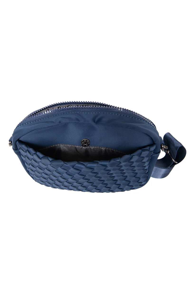 Navy Small Woven Crossbody Bag - Image 3