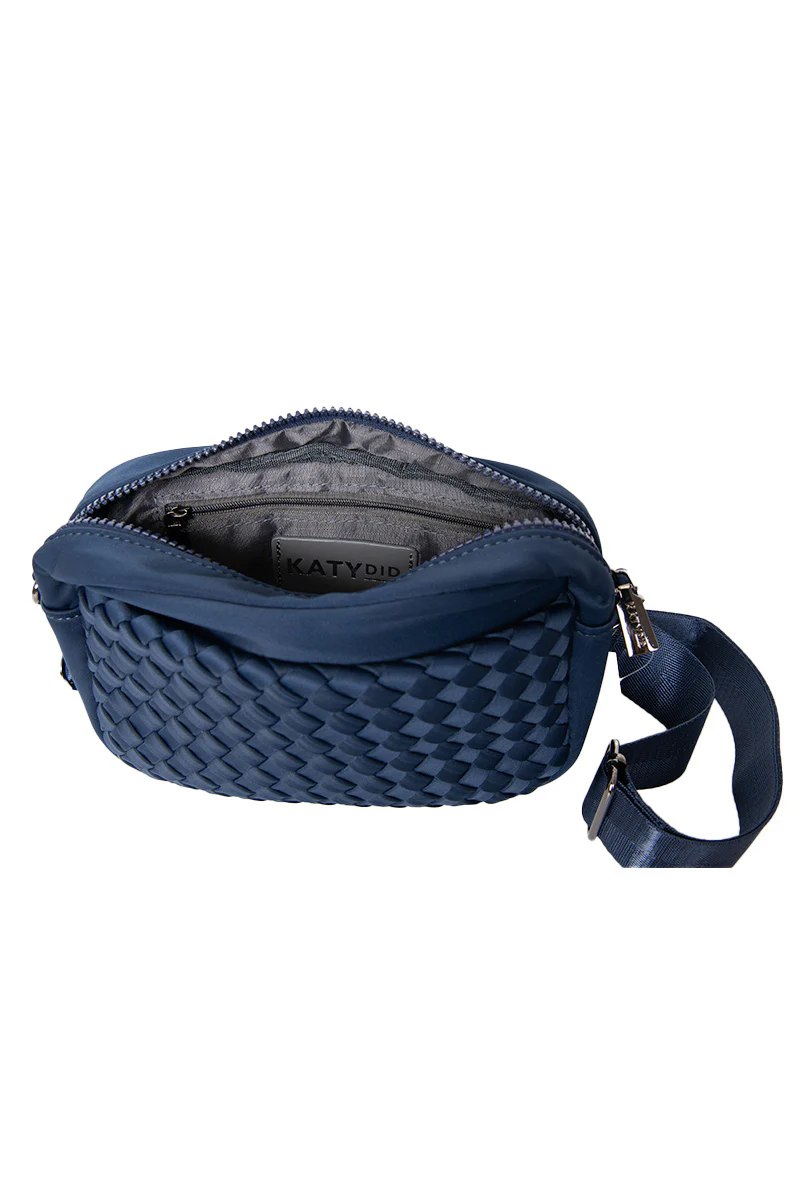 Navy Small Woven Crossbody Bag - Image 4