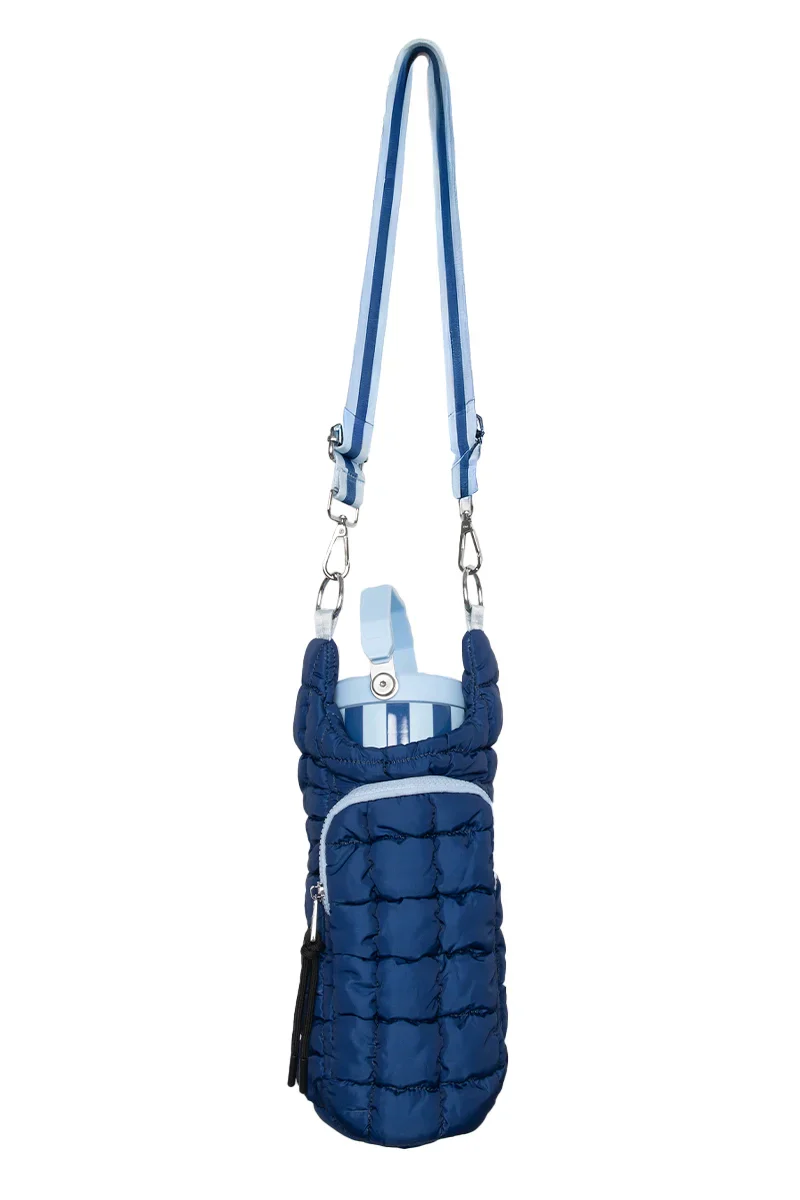 Navy Two-Toned Quilted Water Bottle Purse - Image 3