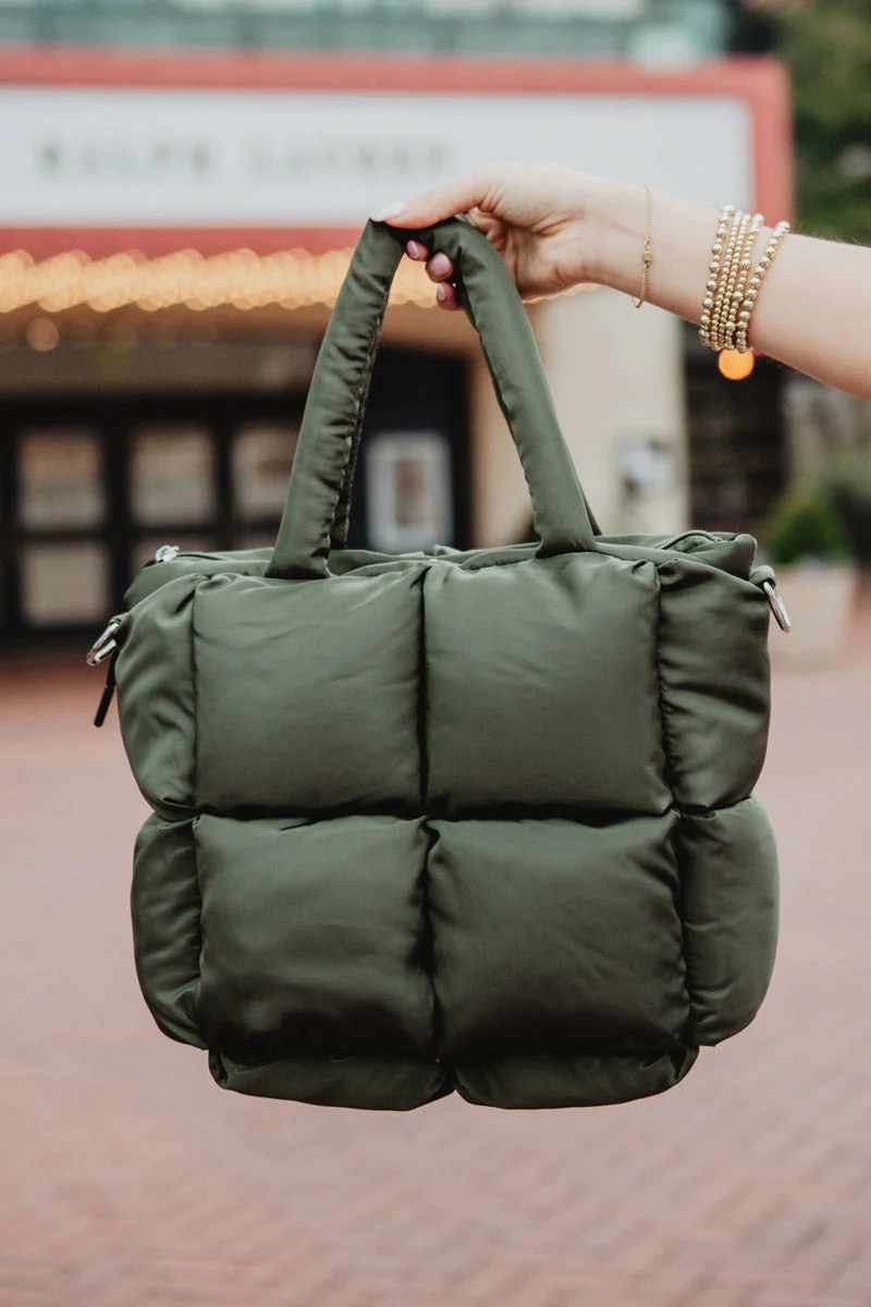 Olive Green Mini Puffer Totes - Image 2