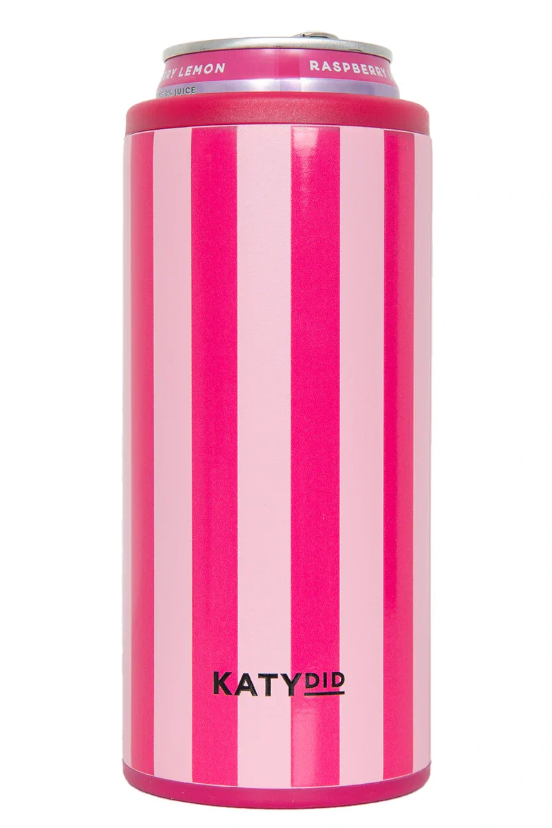 Pink and Hot Pink Striped Slim Can Cooler - Image 3
