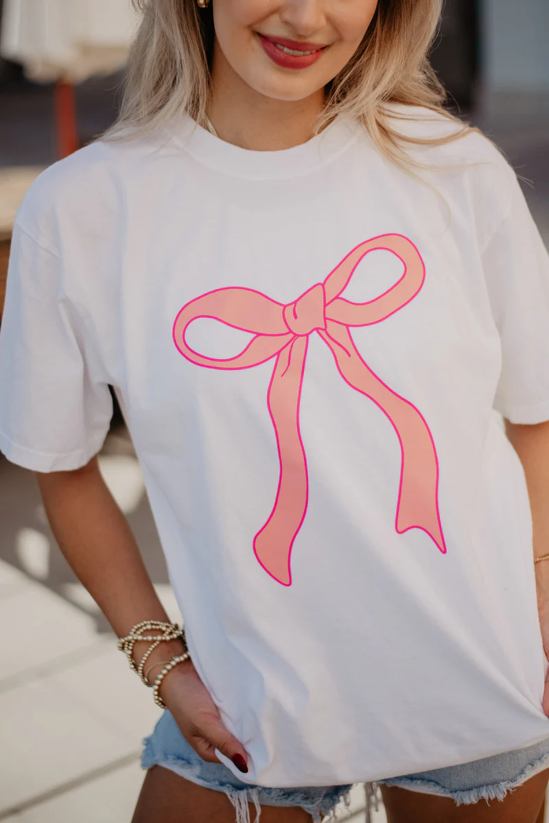 Pink Coquette Bow Graphic Tee - Image 2