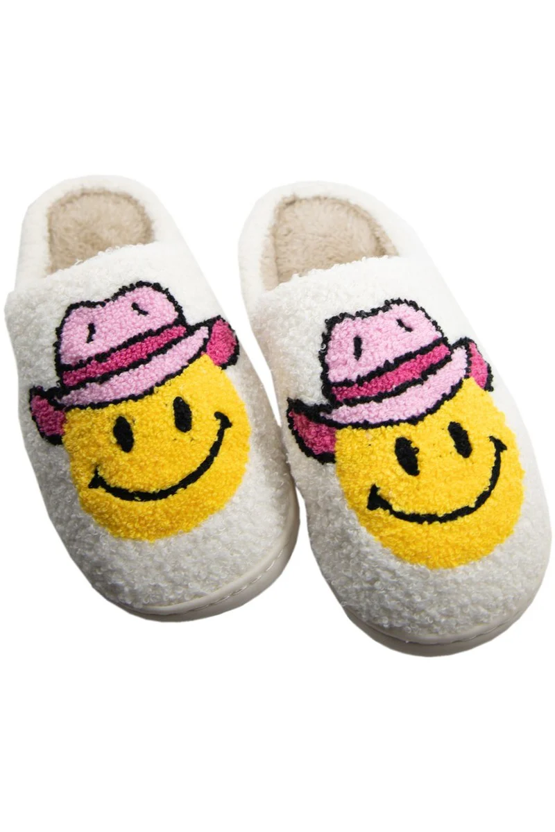 Pink Cowgirl Hat Fuzzy Slippers - Image 3
