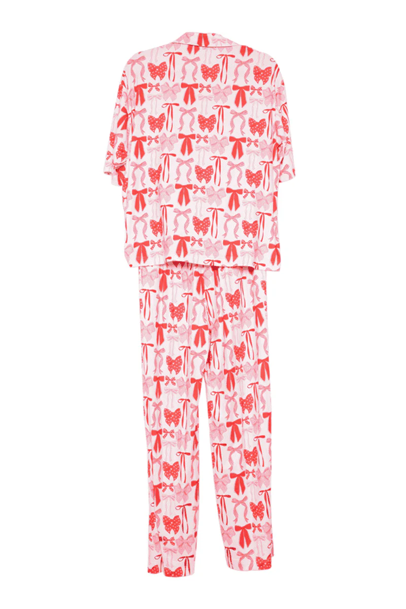 Pink & Red Coquette Bows Women's Pajama Pants Set - Image 6