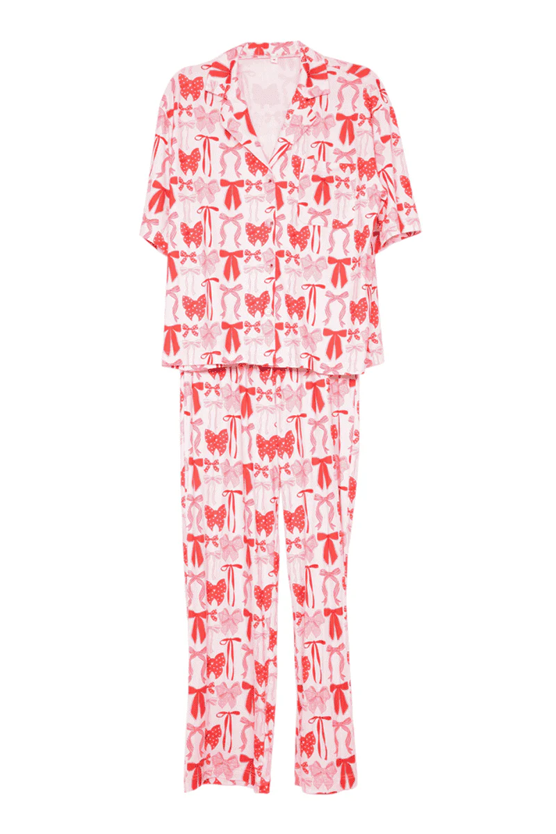 Pink & Red Coquette Bows Women's Pajama Pants Set - Image 7