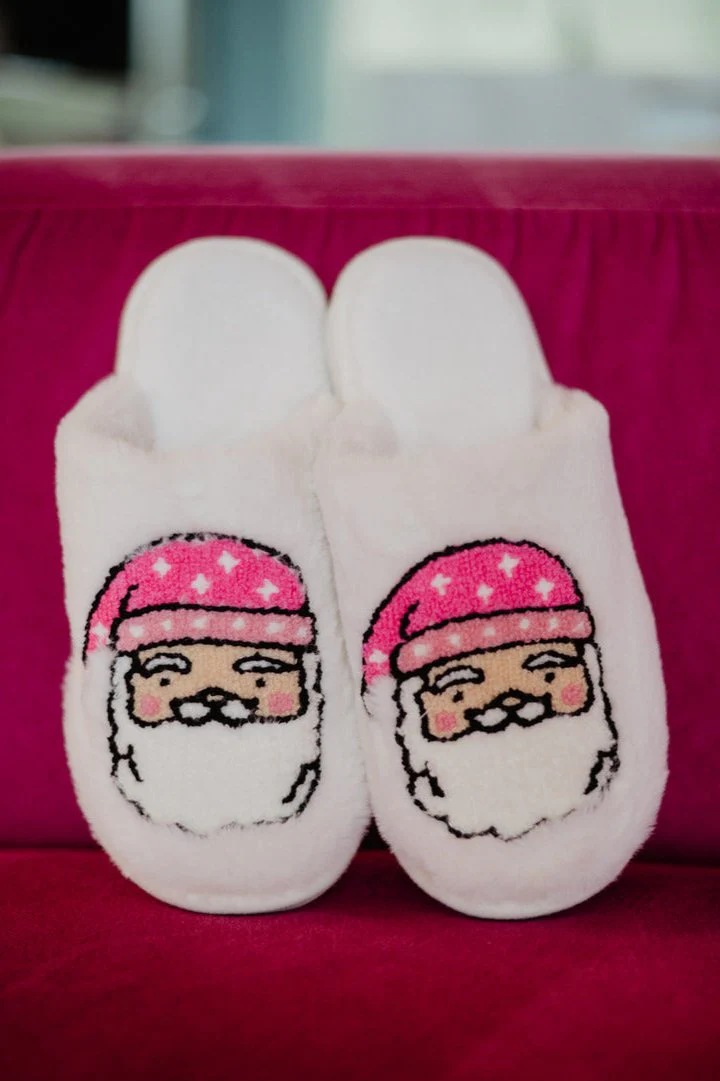 Pink Santa Face Best Women's Slippers - Image 2