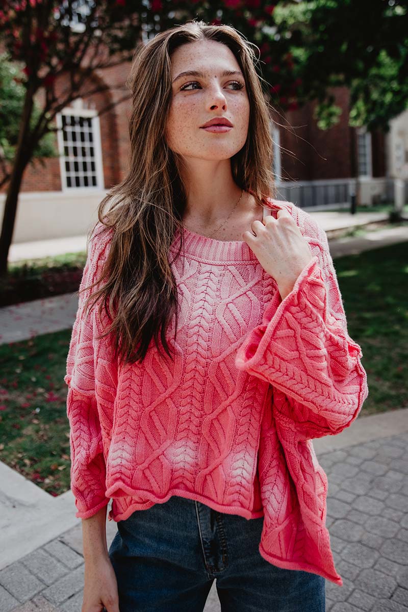 Pink Slouchy Lightweight Knit Sweater - Image 2