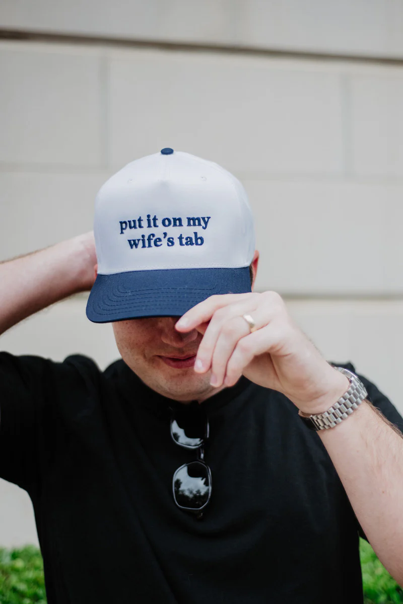 Put It On My Wife's Tab Vintage Trucker Hat - Image 2