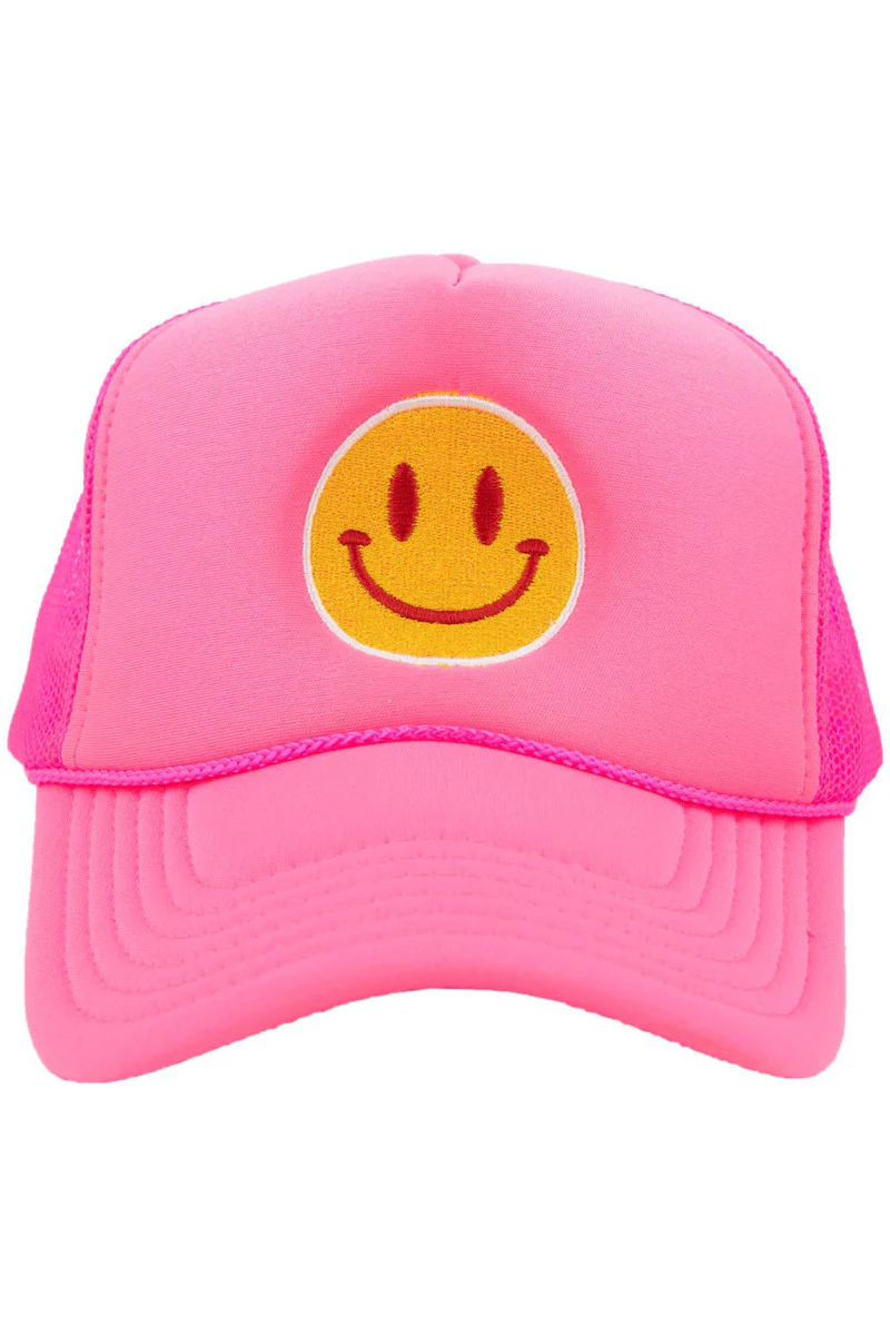Red/Yellow Happy Face Foam Trucker Hat - Image 3