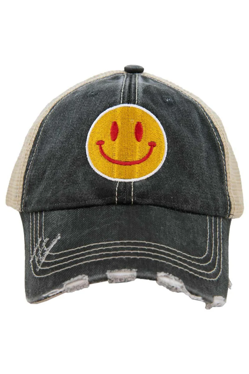 Red/Yellow Happy Face Trucker Hat - Image 2