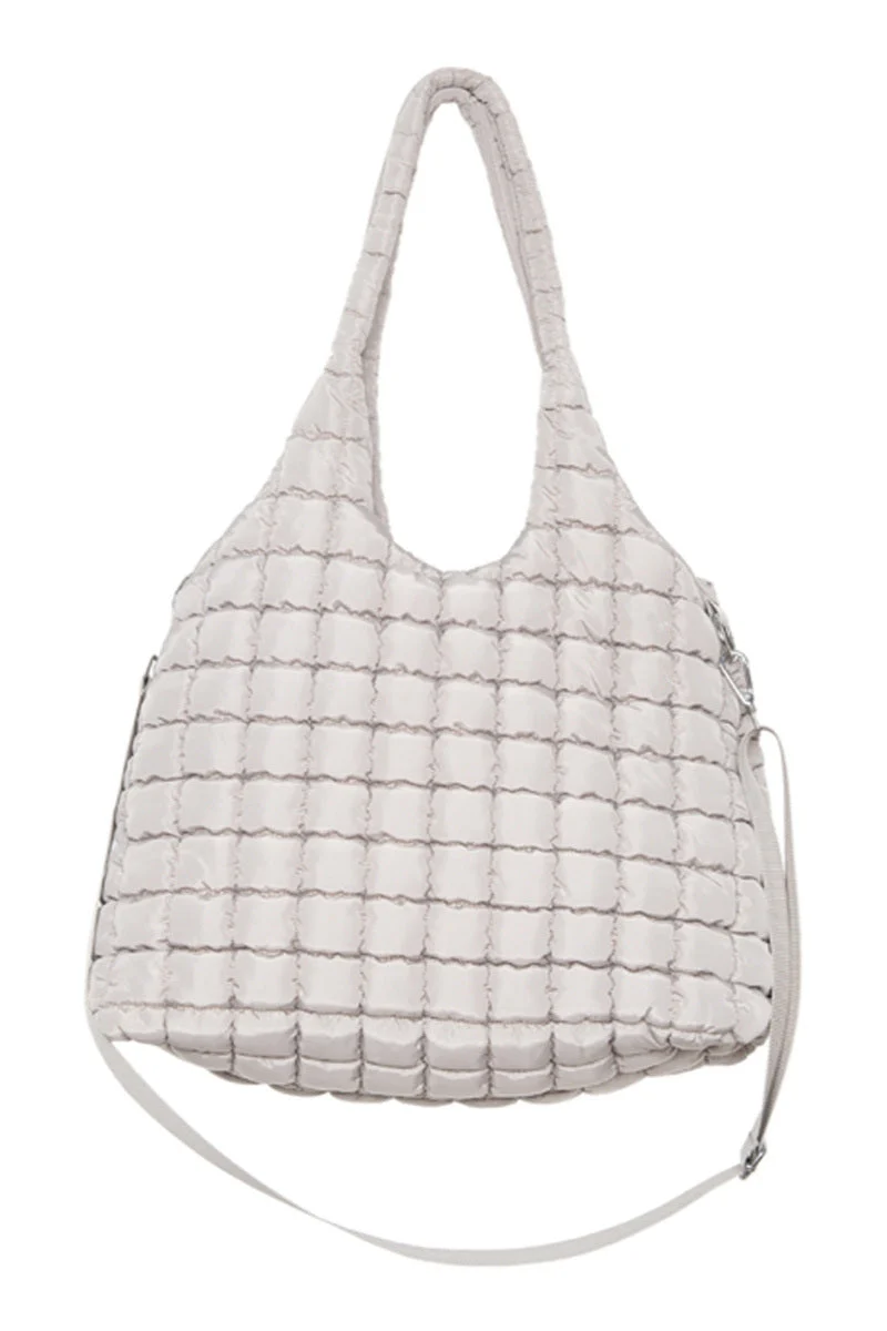 Sand Rectangular Quilted Tote Bag Puffer - Image 2