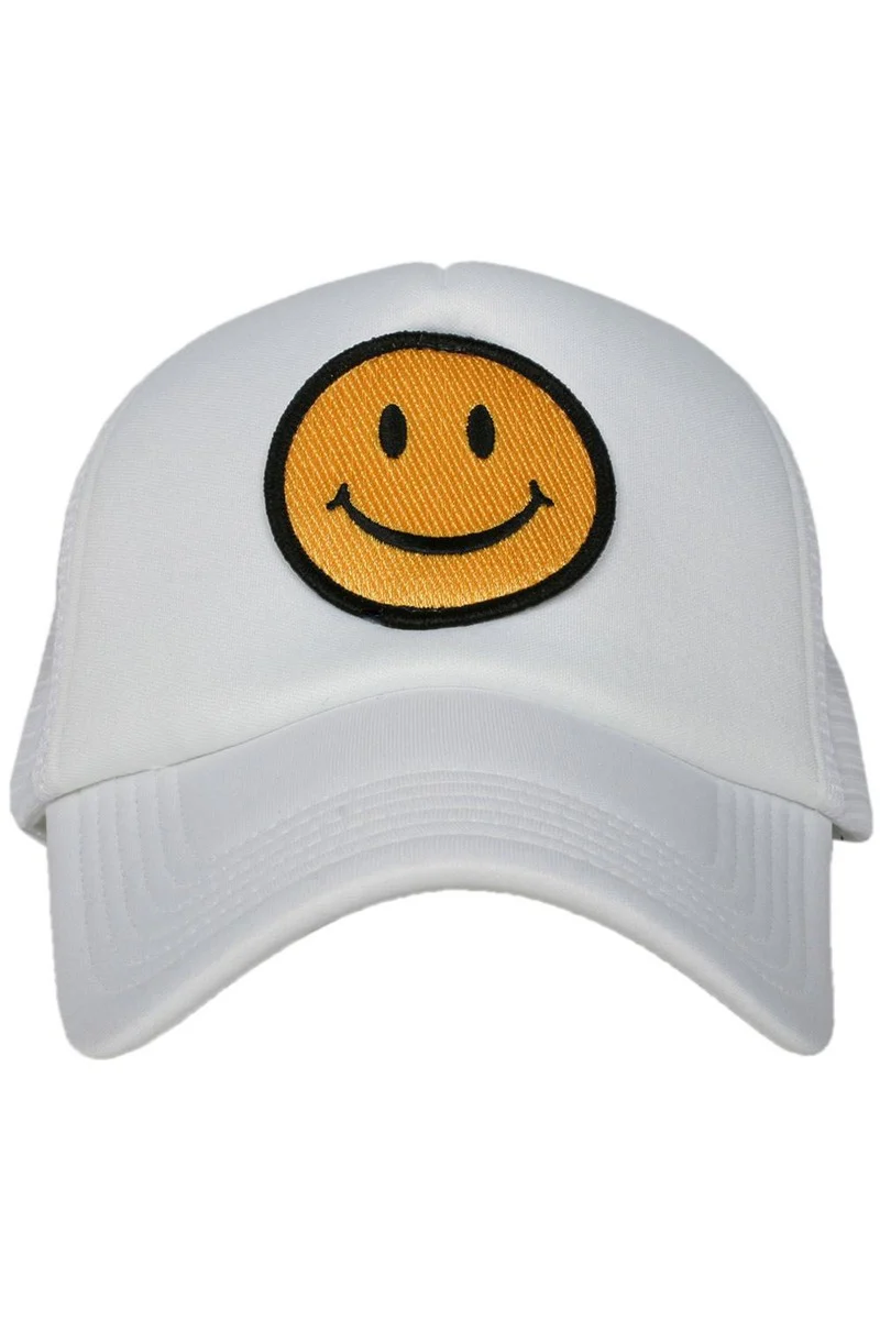 Happy Face Trucker Hat (All White) - Image 2
