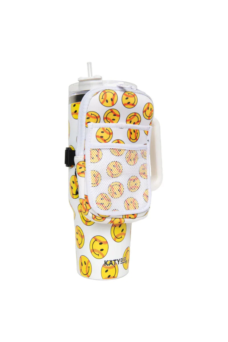 Softball Happy Face Tumbler Pouches - Image 2